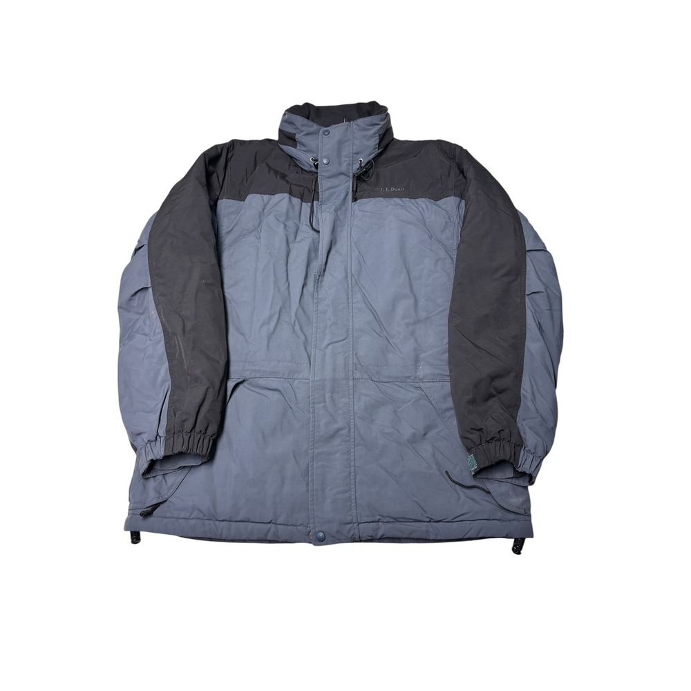 LL Bean Mens OUK64 Insulated Parka Jacket Grey Black Vintage Medium